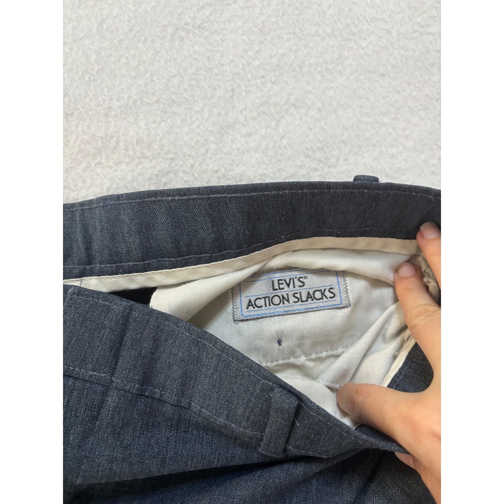 Levis Action Slacks Mens 40x32 Gray Vintage Flat Front Straight Leg Dress Pants - Picture 2 of 7